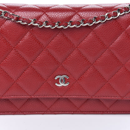 Chanel Caviar Quilted Wallet on Chain WOC Red 11 of 14