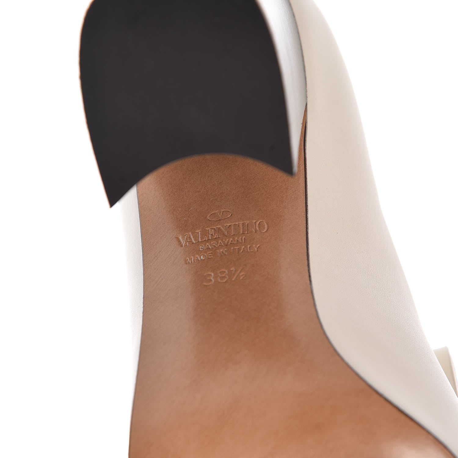 Valentino Garavani Calfskin Rockstud Uptown Fringe Loafer 90 Pumps 38.5 Light Ivory 6 of 10