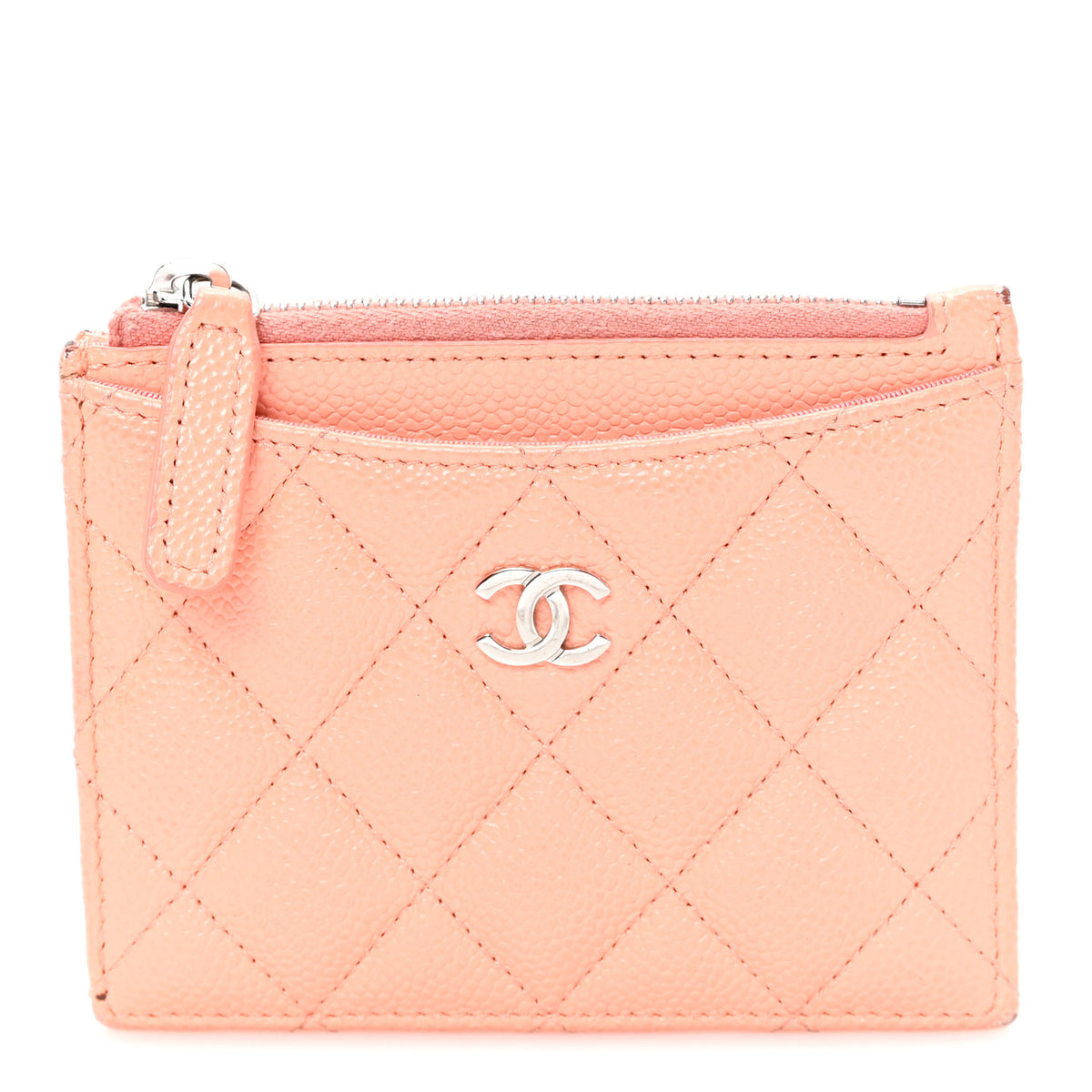 Chanel Caviar Quilted CC Zip Card Holder Orange 1 of 8
