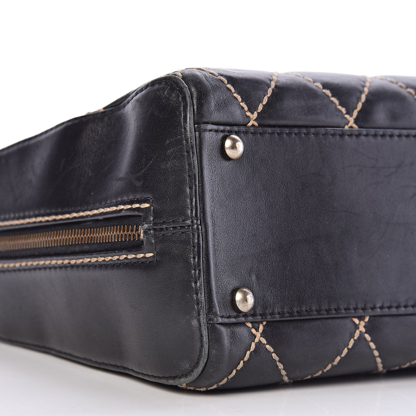 Calfskin Contrast Stitch Surpique Bowler Black