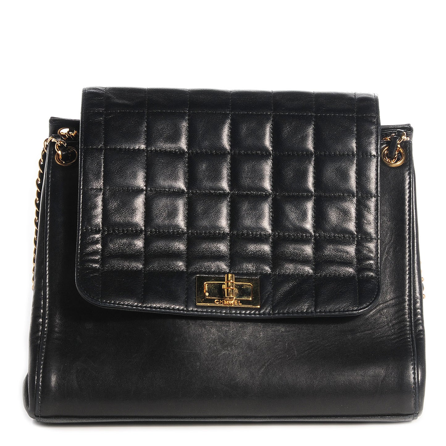 Lambskin Chocolate Bar Accordion Mademoiselle Flap Black