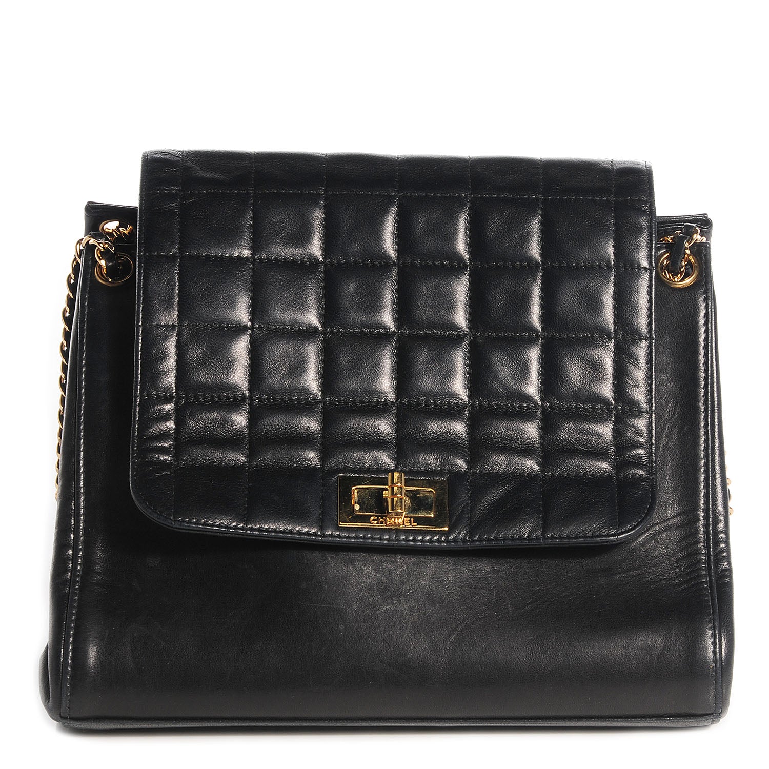 Chanel Lambskin Chocolate Bar Accordion Mademoiselle Flap Black 1 of 7