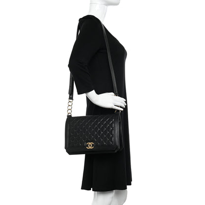 Chanel Calfskin Quilted Large Chain Link Full Flap Black 2 of 11