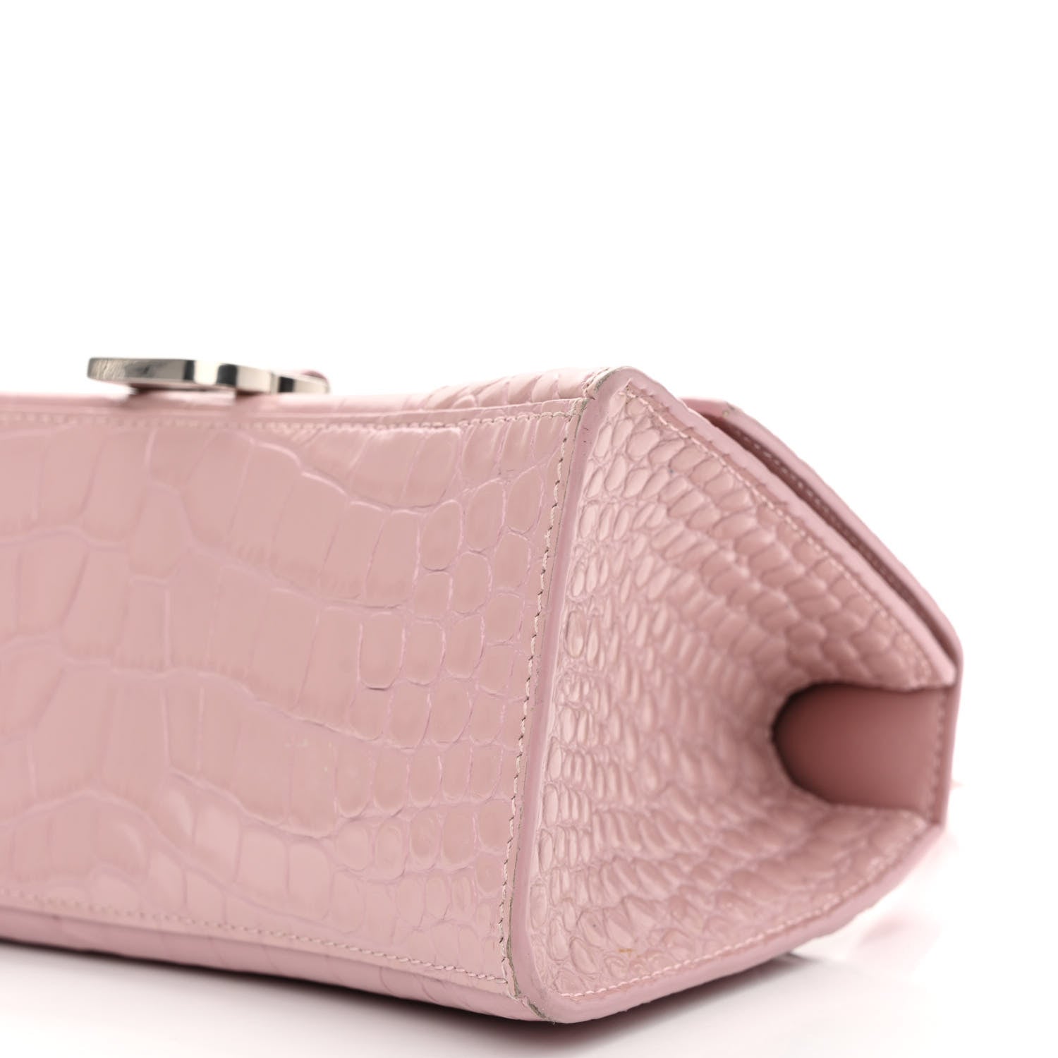 Balenciaga Shiny Calfskin Crocodile Embossed Small Hourglass Top Handle Bag Powder Pink 11 of 12