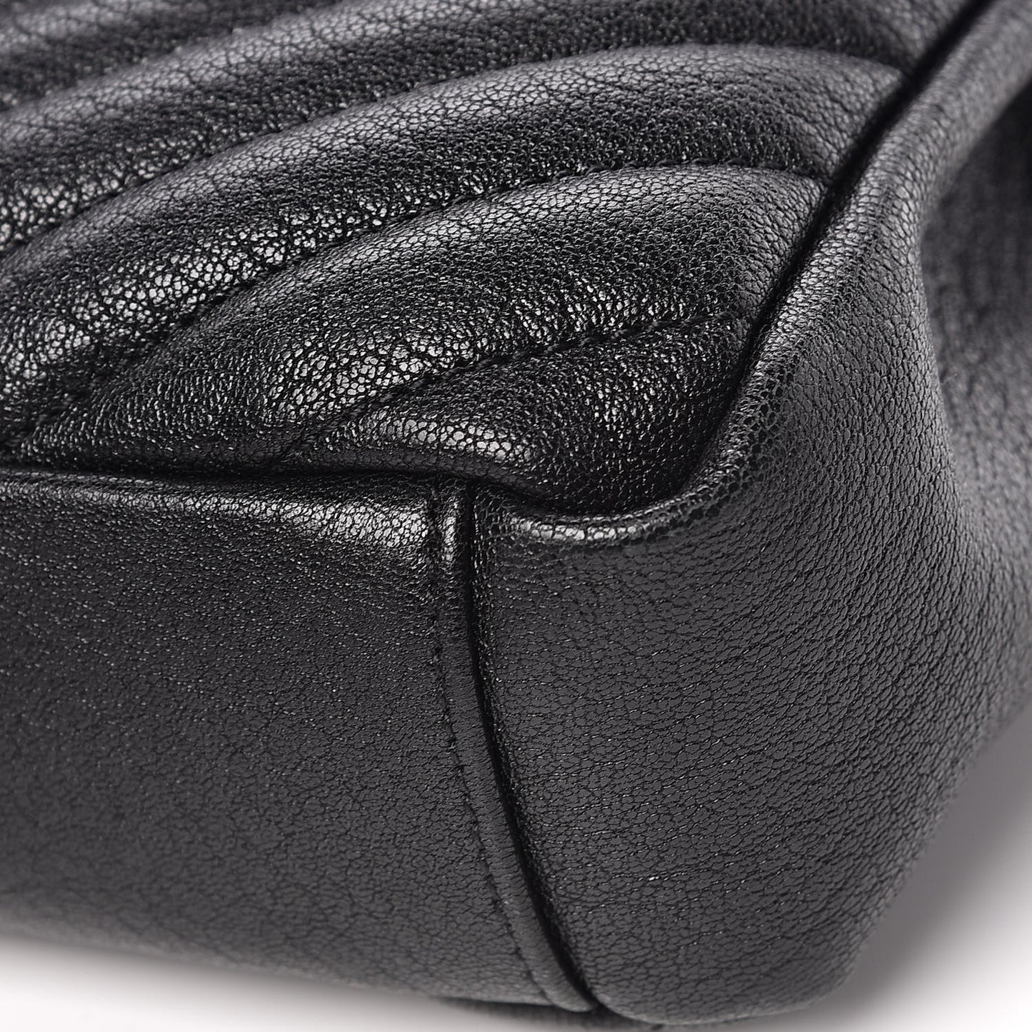 Sheepskin Matelasse Chevron Monogram Medium College Bag Black