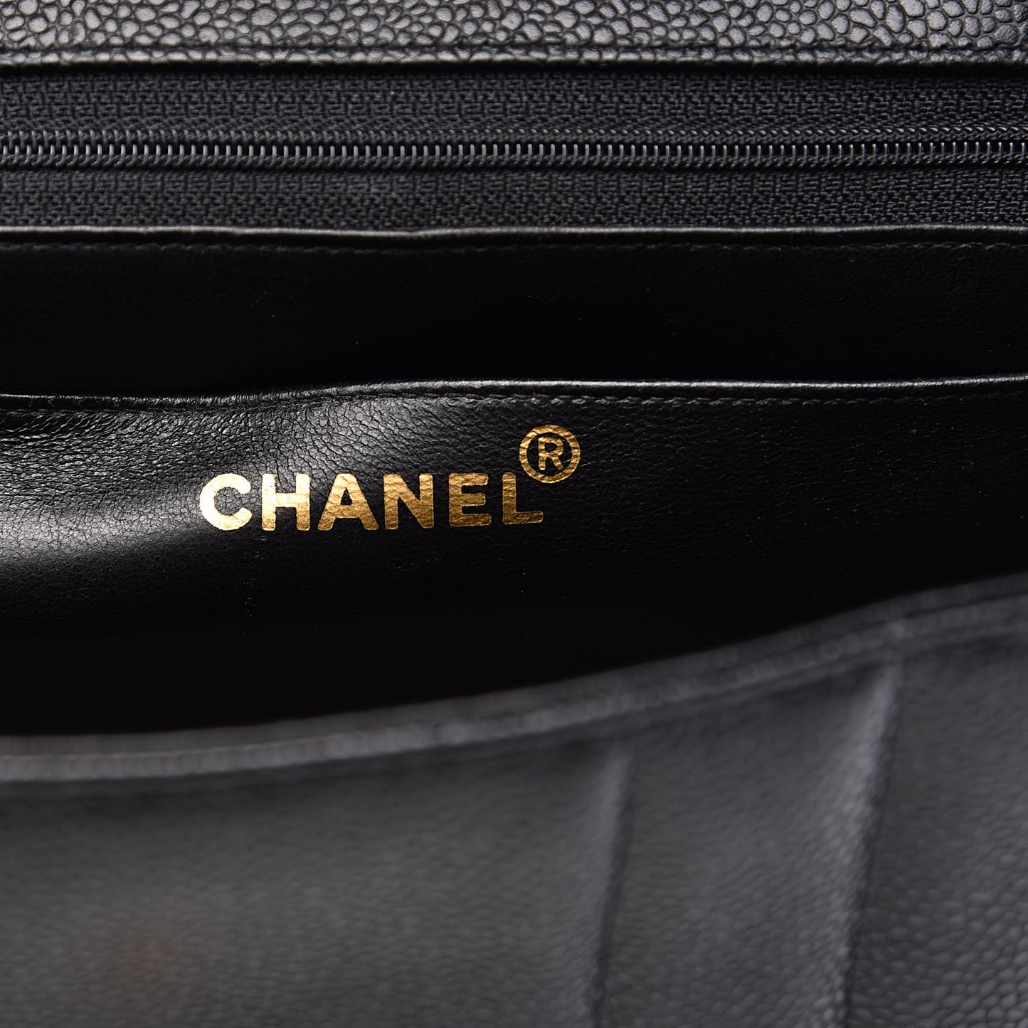 Caviar Vertical Quilted Jumbo Single Flap Black