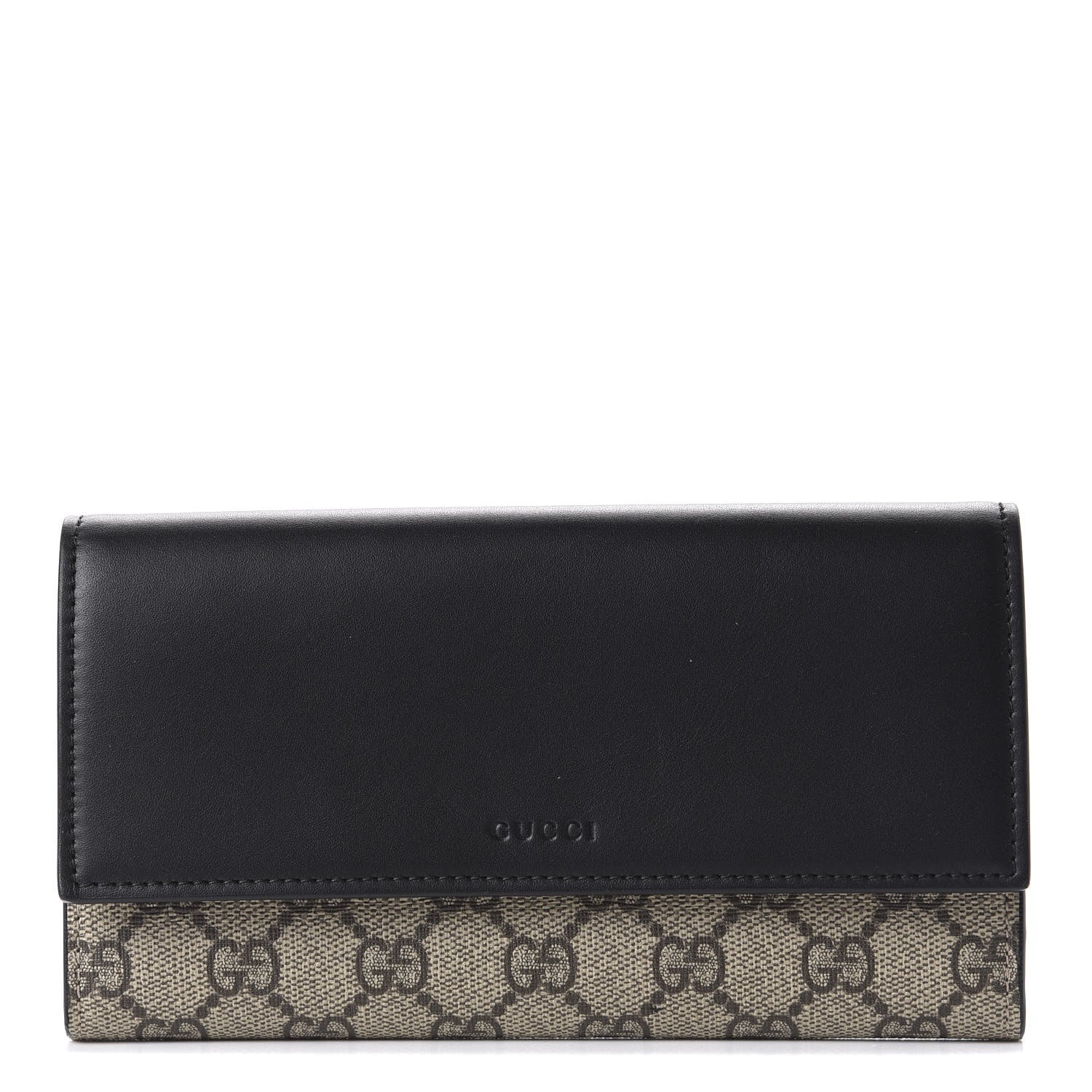 Gucci Calfskin GG Supreme Monogram Continental Wallet Black 1 of 9