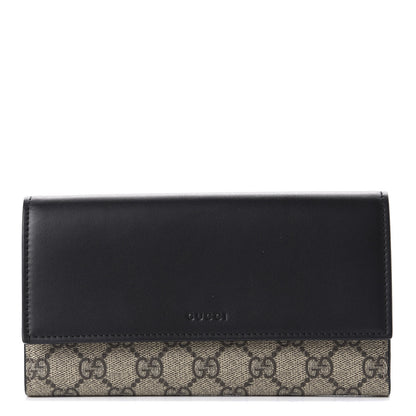 Gucci Calfskin GG Supreme Monogram Continental Wallet Black 1 of 9