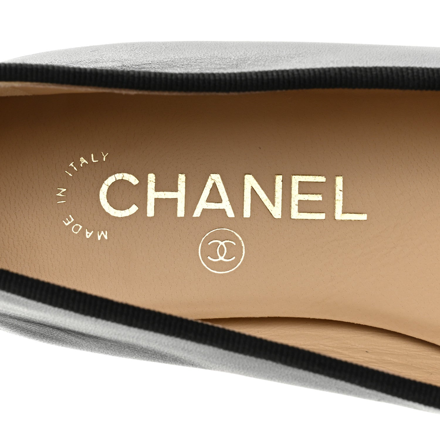 Chanel Lambskin Patent Cap Toe Ballerina Flats 37 Black 7 of 9