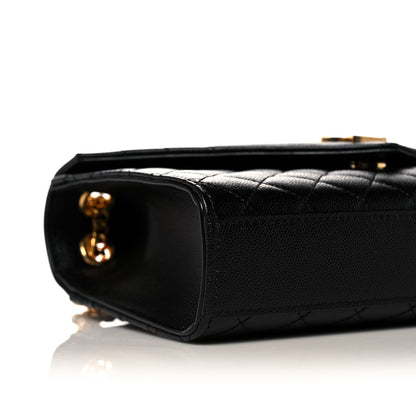 Saint Laurent Grain De Poudre Textured Mixed Matelasse Triquilt Medium Monogram Satchel Black 8 of 9
