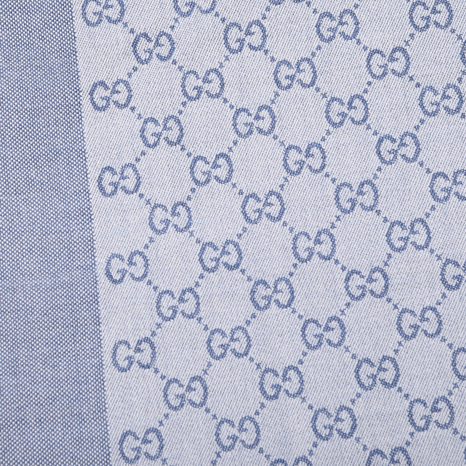 Gucci Wool Jacquard Monogram Fringe Scarf Light Blue 3 of 4