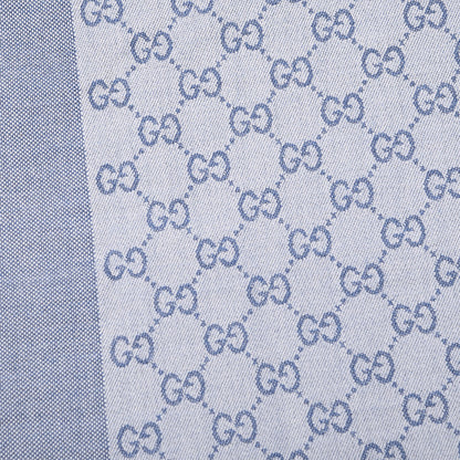 Gucci Wool Jacquard Monogram Fringe Scarf Light Blue 3 of 4