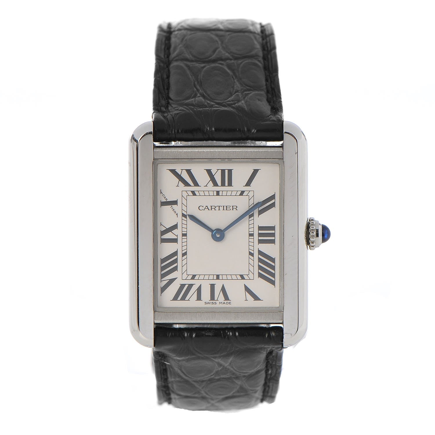 Cartier Stainless Steel Alligator 24mm Tank Solo Quartz Watch 1 of 10