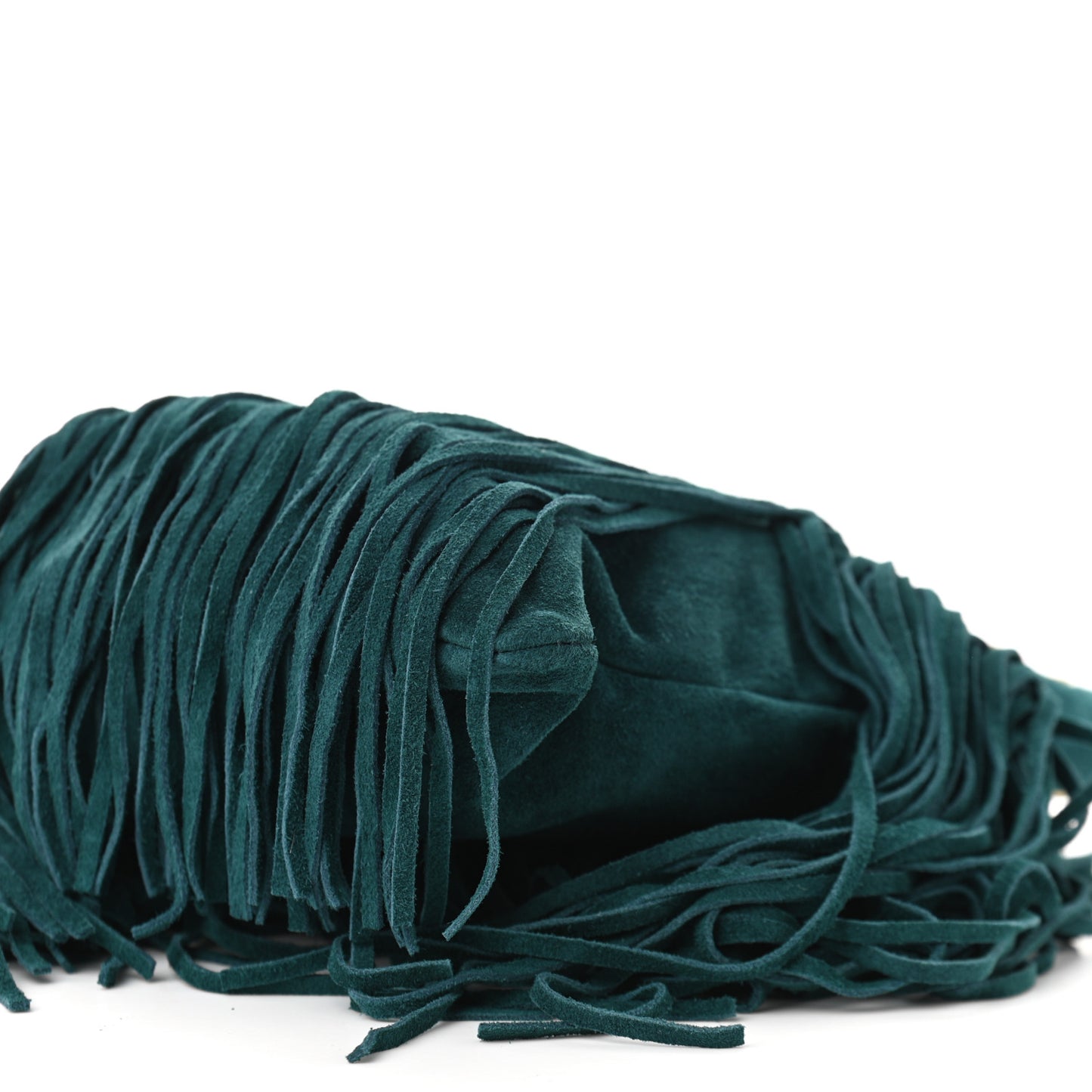 Suede Calfskin Small Grace Fringed Hobo Bag Rope Sea Turquoise