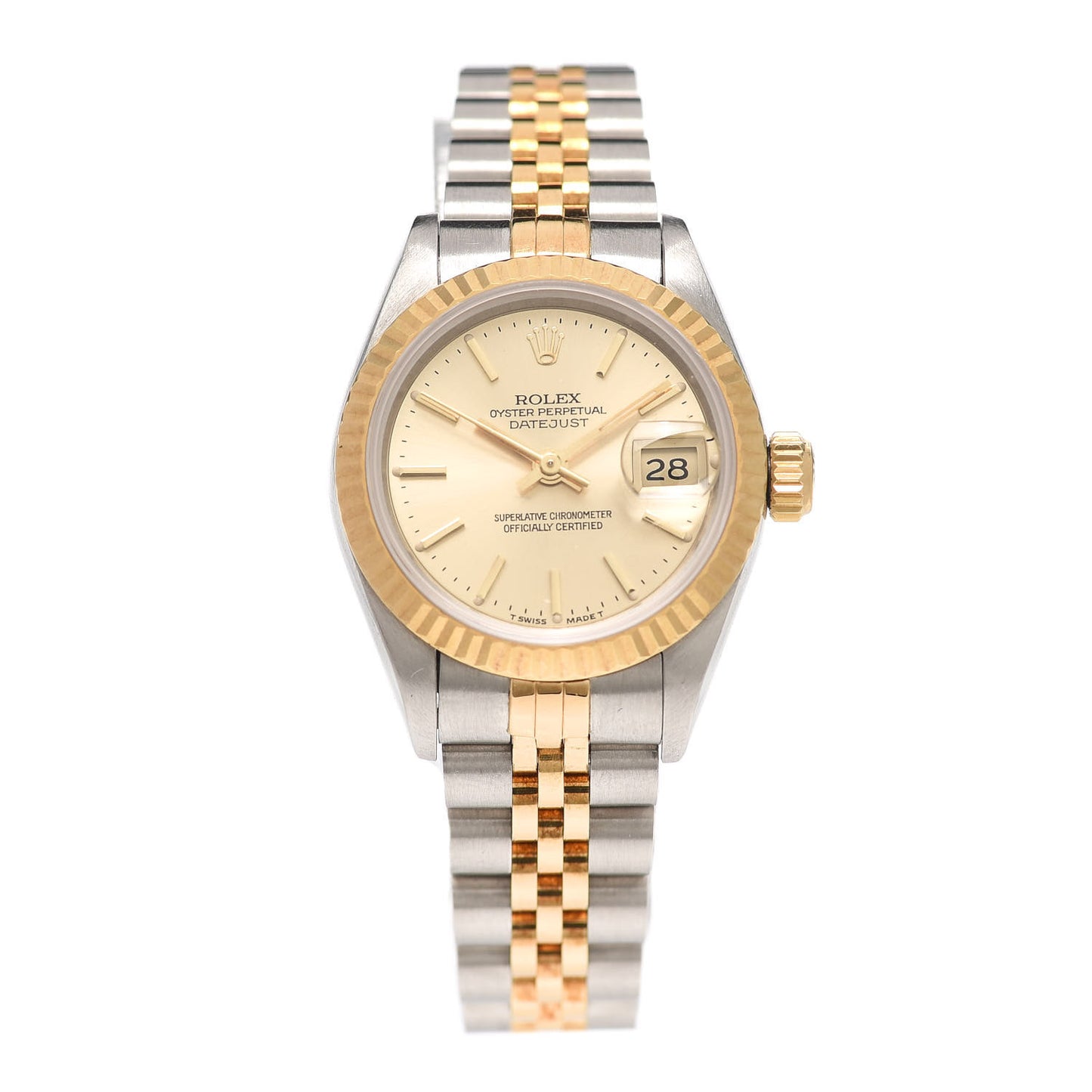 Stainless Steel 18K Yellow Gold 26mm Oyster Perpetual Datejust Watch Champagne 69173