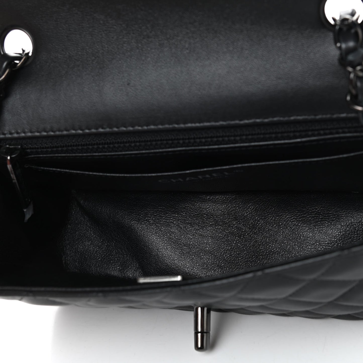 Lambskin Quilted Mini Rectangular Flap So Black