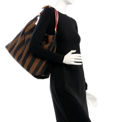 Fendi Pequin Cuoio Vegetale Large Hobo Tobacco Rosso Black 2 of 7