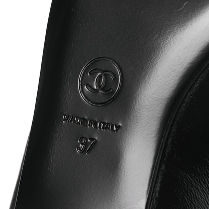 Chanel Shiny Lambskin Grosgrain Pearl Mary Jane Flats 37 Black 8 of 11
