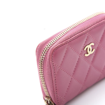 Chanel Lambskin Quilted Zip Around Coin Purse Wallet Pink 9 of 12