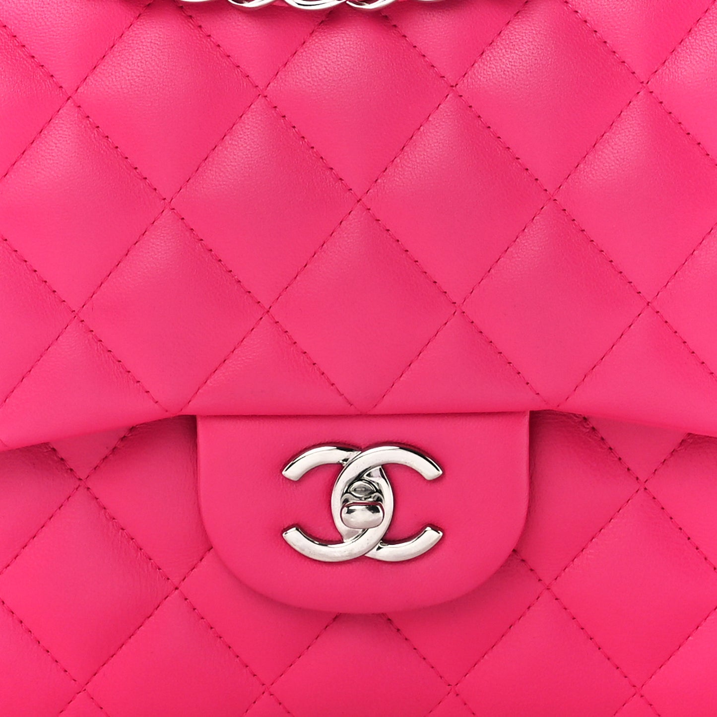Lambskin Quilted Jumbo Double Flap Dark Pink