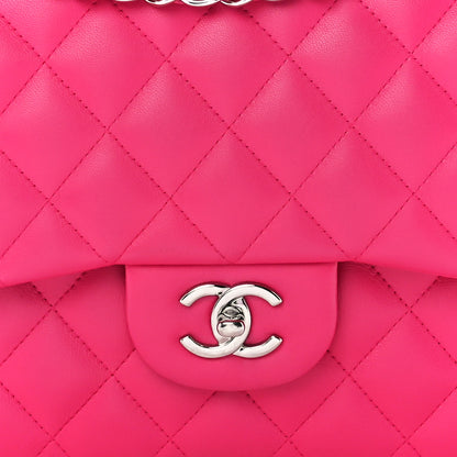 Chanel Lambskin Quilted Jumbo Double Flap Dark Pink 8 of 15