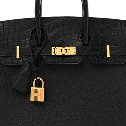 Hermes Togo Matte Alligator Birkin Touch 25 Black 8 of 12