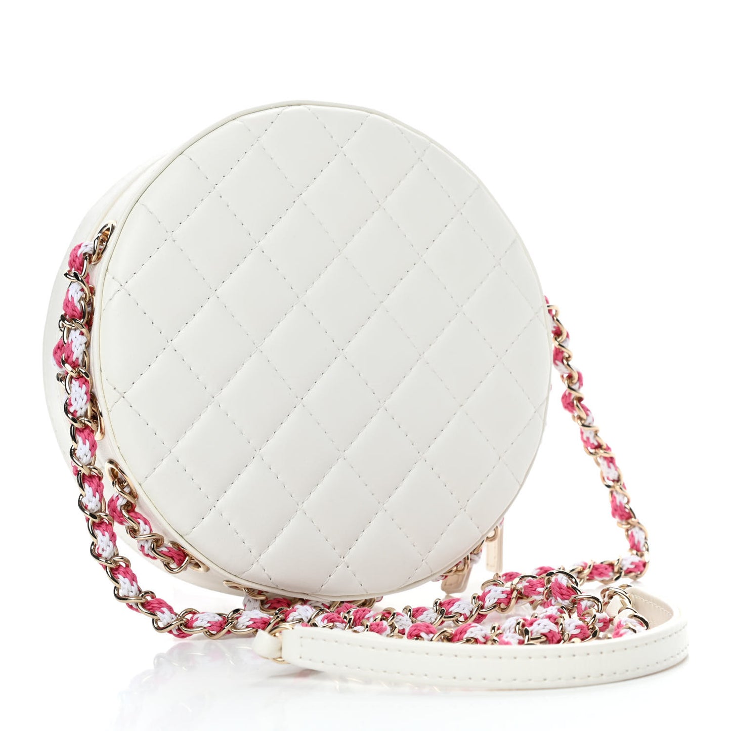 Lambskin Coco Lifesaver Round Bag Pink White