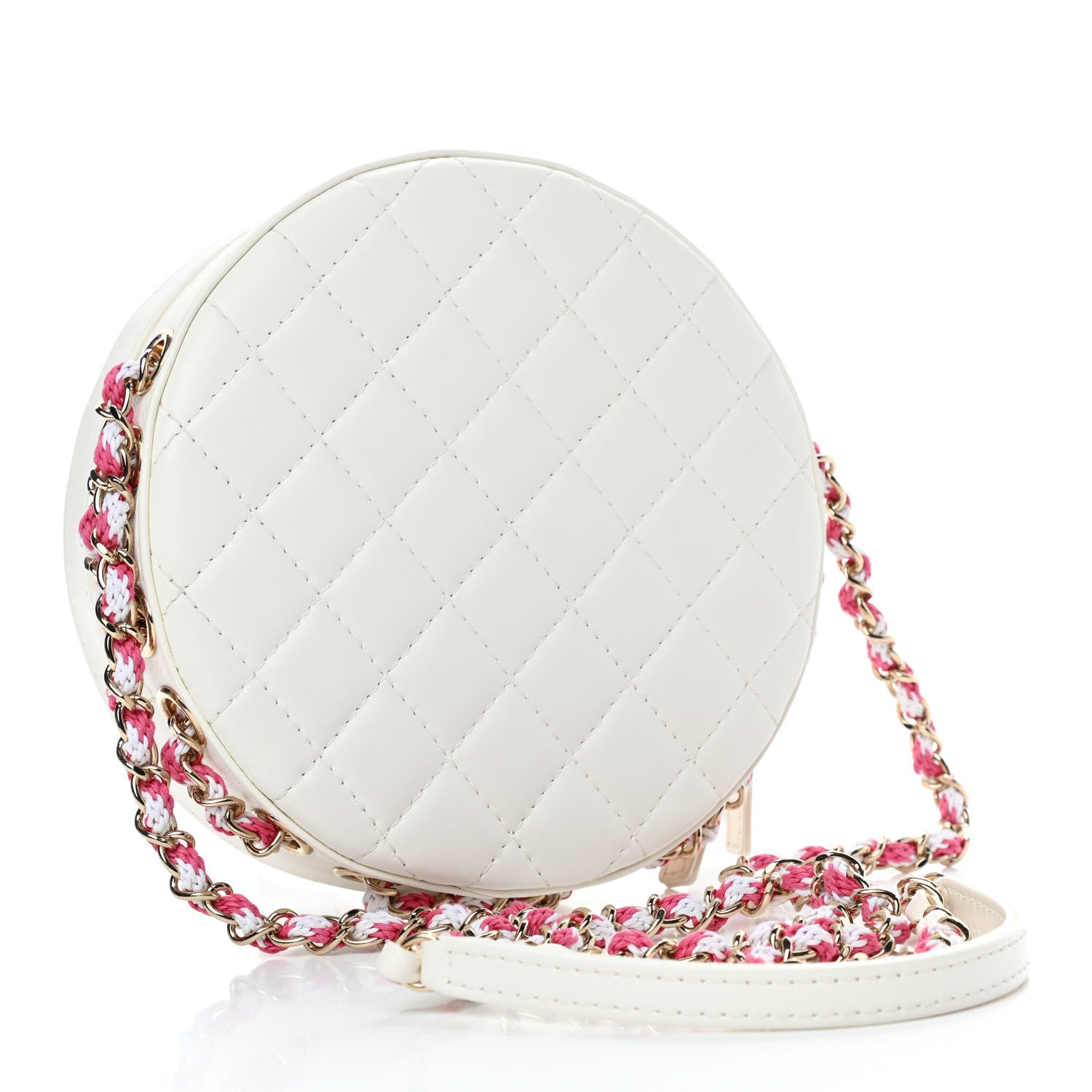 Chanel Lambskin Coco Lifesaver Round Bag Pink White 2 of 4