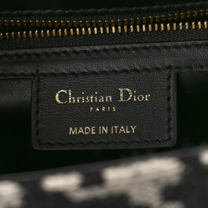 Christian Dior Technical Canvas Macro Houndstooth Medium Caro Bag Black White 6 of 8