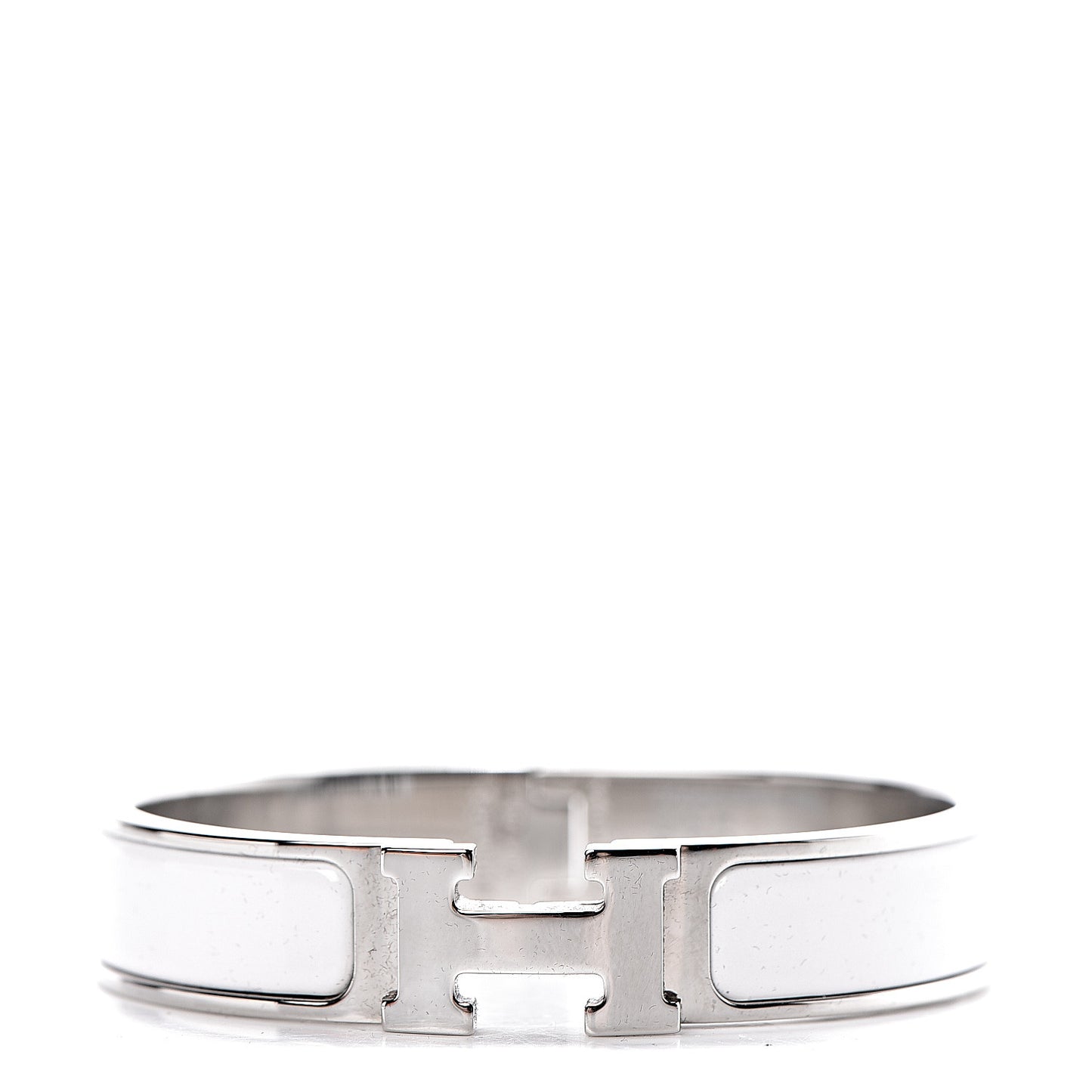 Enamel Narrow Clic Clac H Bracelet PM White