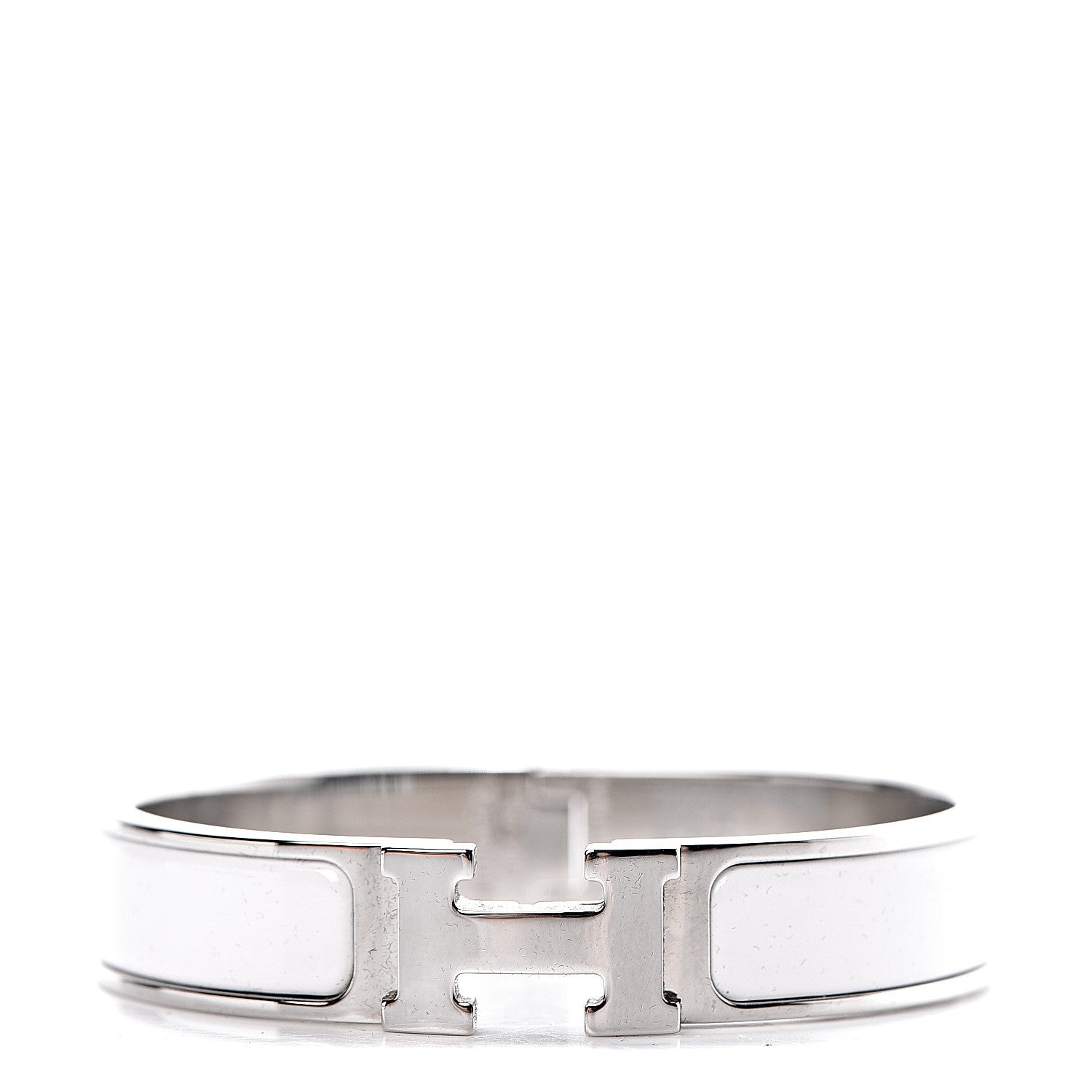 Hermes Enamel Narrow Clic Clac H Bracelet PM White 1 of 5