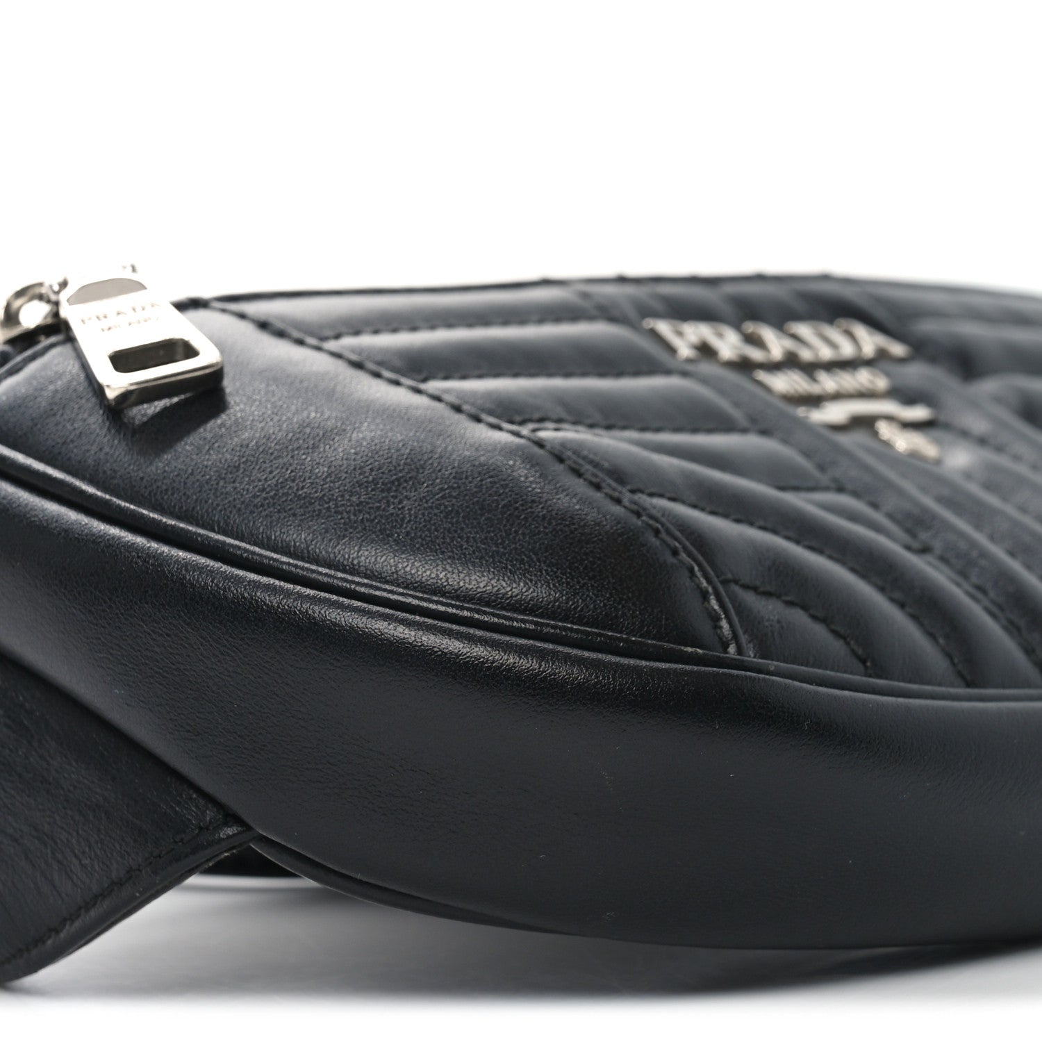 Prada Soft Calfskin Impunture Diagramme Belt Bag Black 8 of 10