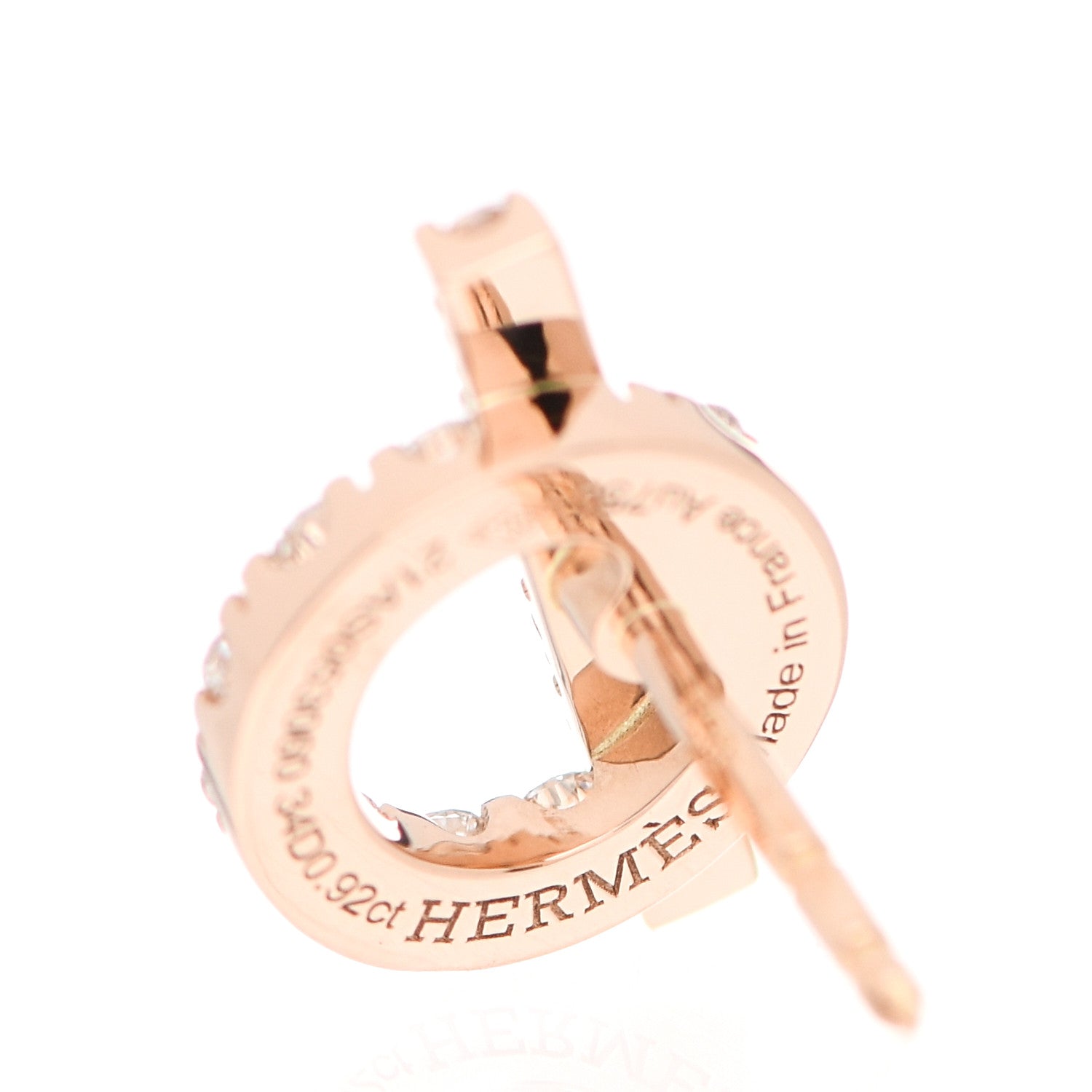 Hermes 18K Rose Gold Diamond Finesse Earrings 4 of 7