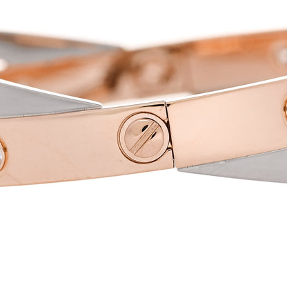 Cartier 18K Pink White Gold 12 Diamond Double LOVE Bracelet 16 3 of 8