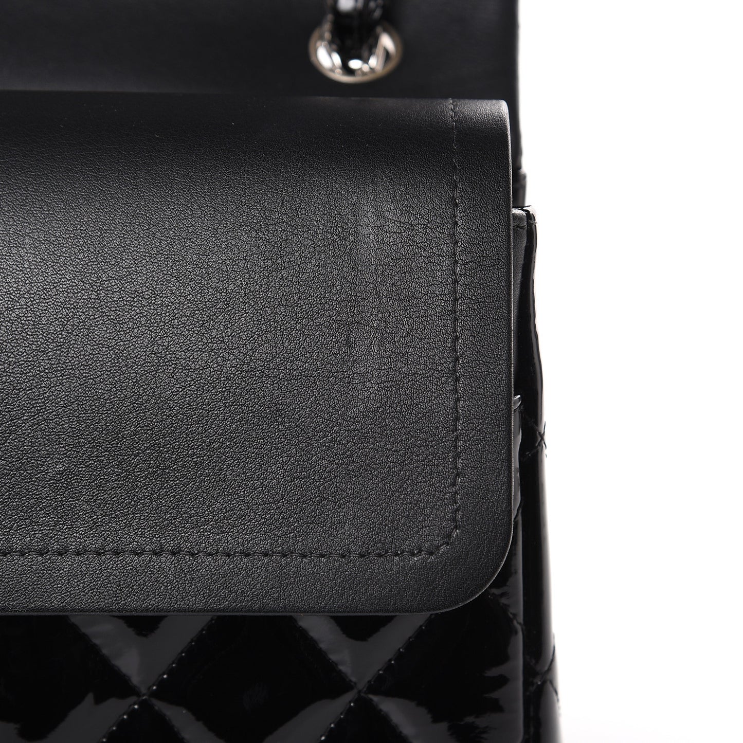 Patent Quilted Jumbo Double Flap Black