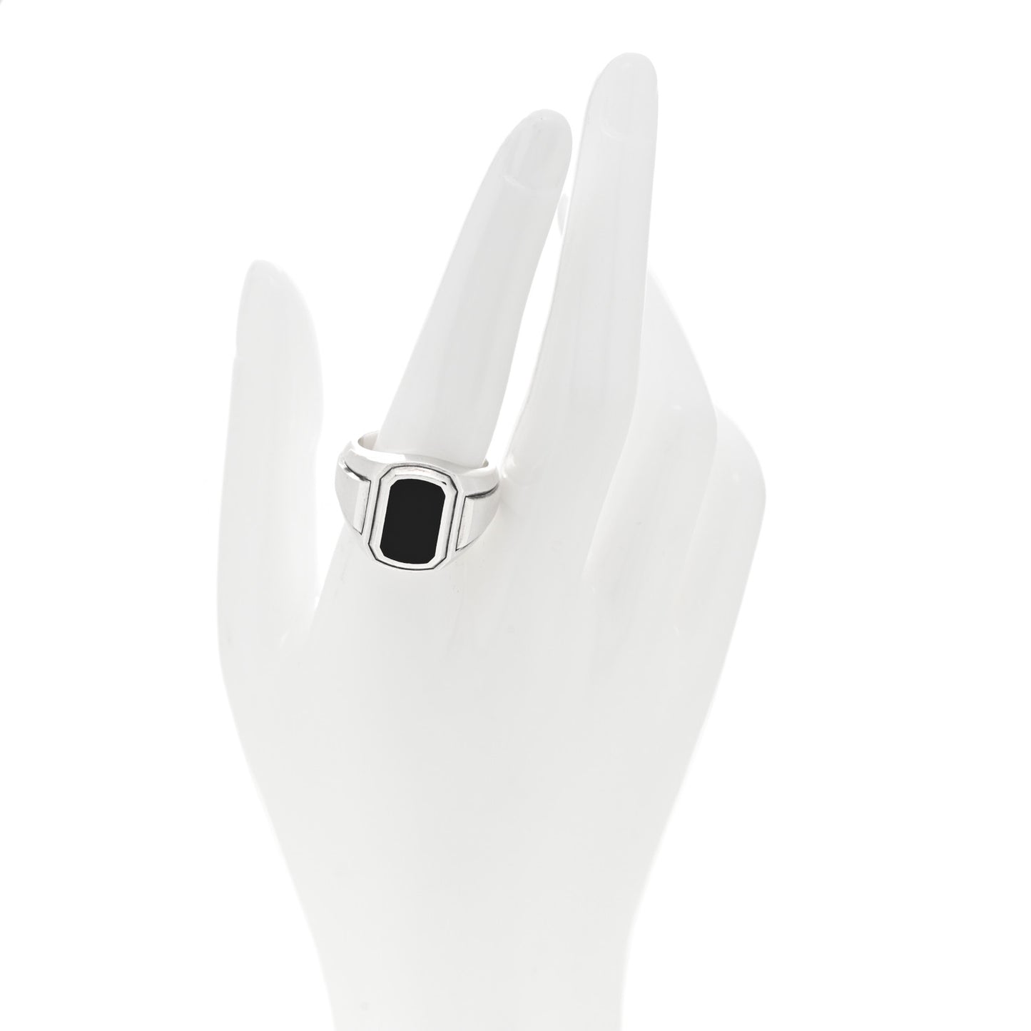 Sterling Silver Black Onyx Deco Signet Ring 60 9