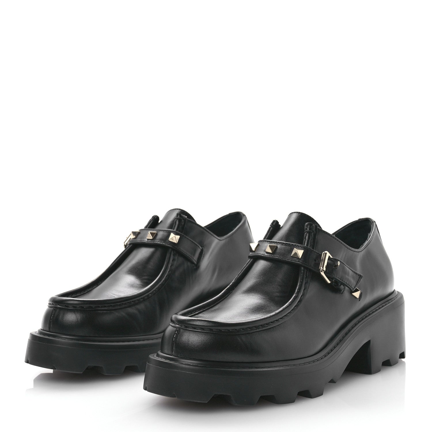 Valentino Garavani Calfskin Rockstud 55mm Single Monk Strap Paraboot 38 Black 3 of 9