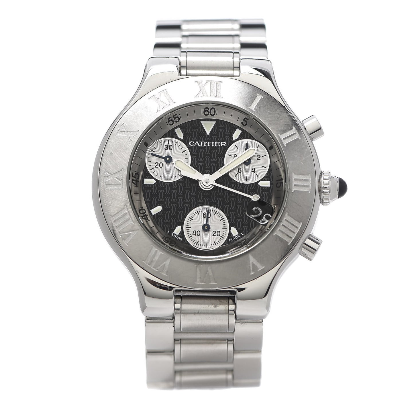 Stainless Steel 38mm Must de 21 Chronograph Quartz Watch Black