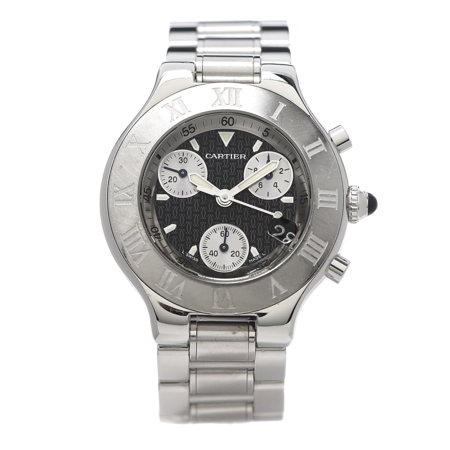 Cartier Stainless Steel 38mm Must de 21 Chronograph Quartz Watch Black 1 of 7