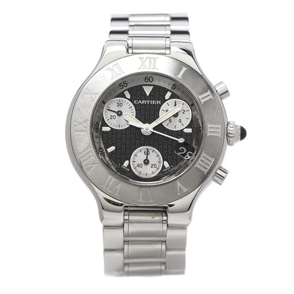 Cartier Stainless Steel 38mm Must de 21 Chronograph Quartz Watch Black 1 of 7