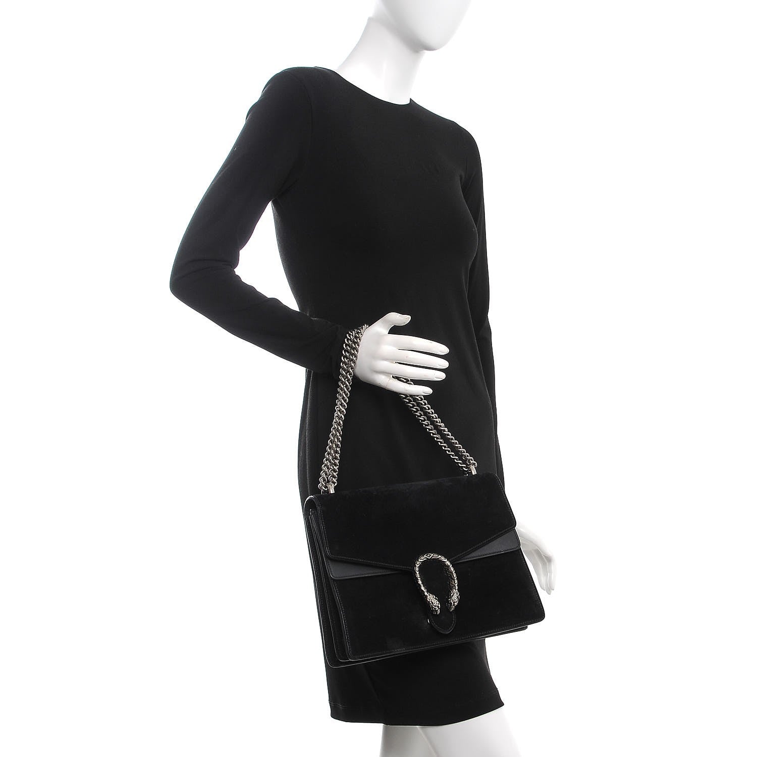 Gucci Suede Medium Dionysus Shoulder Bag Black 2 of 15