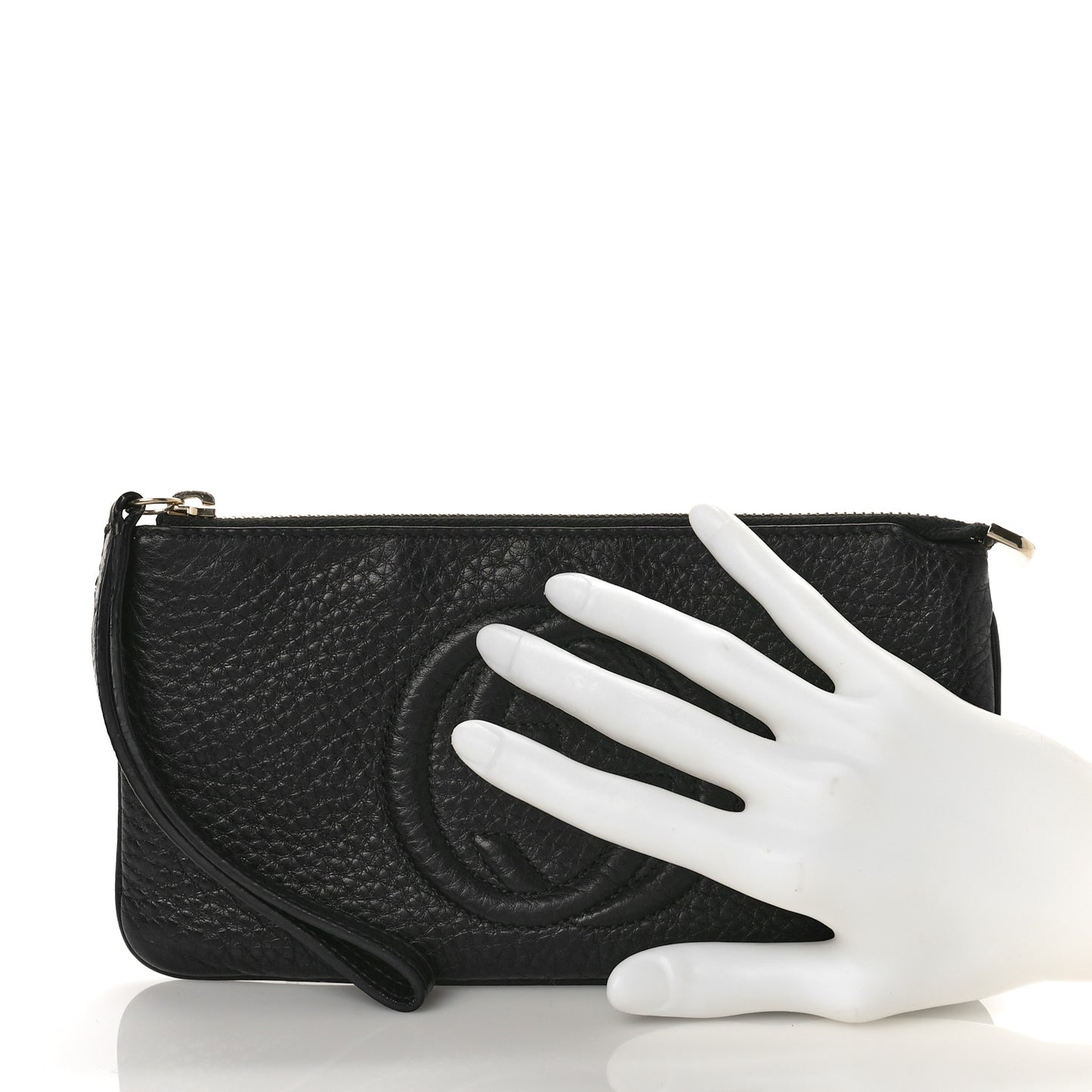 Pebbled Calfskin Soho Wristlet Black
