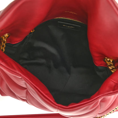 Saint Laurent Lambskin Quilted Medium Loulou Puffer Monogram Chain Satchel Opyum Red 5 of 10