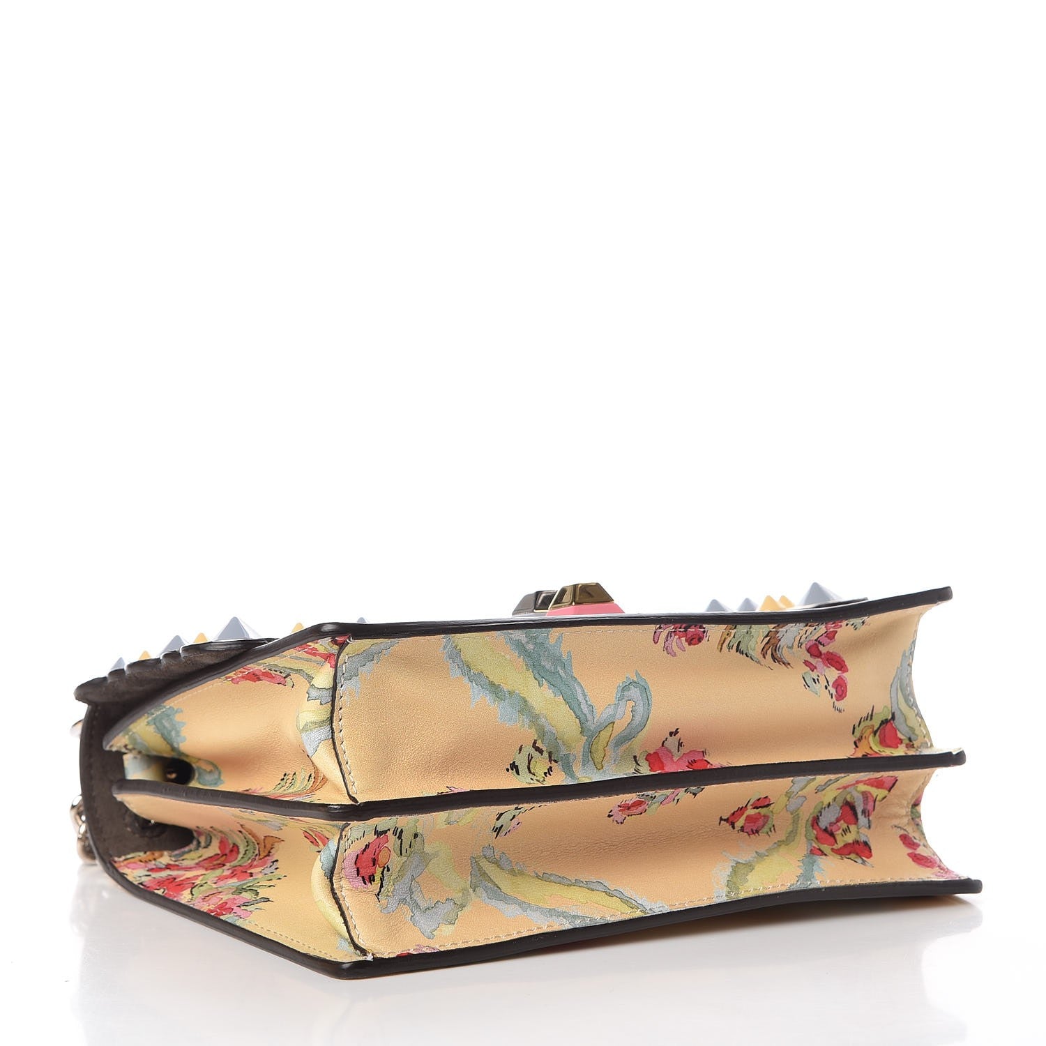 Fendi Vitello Marie Antoinette Print Scalloped Mix Studded Small Kan I Shoulder Bag Panna Multicolor 4 of 9