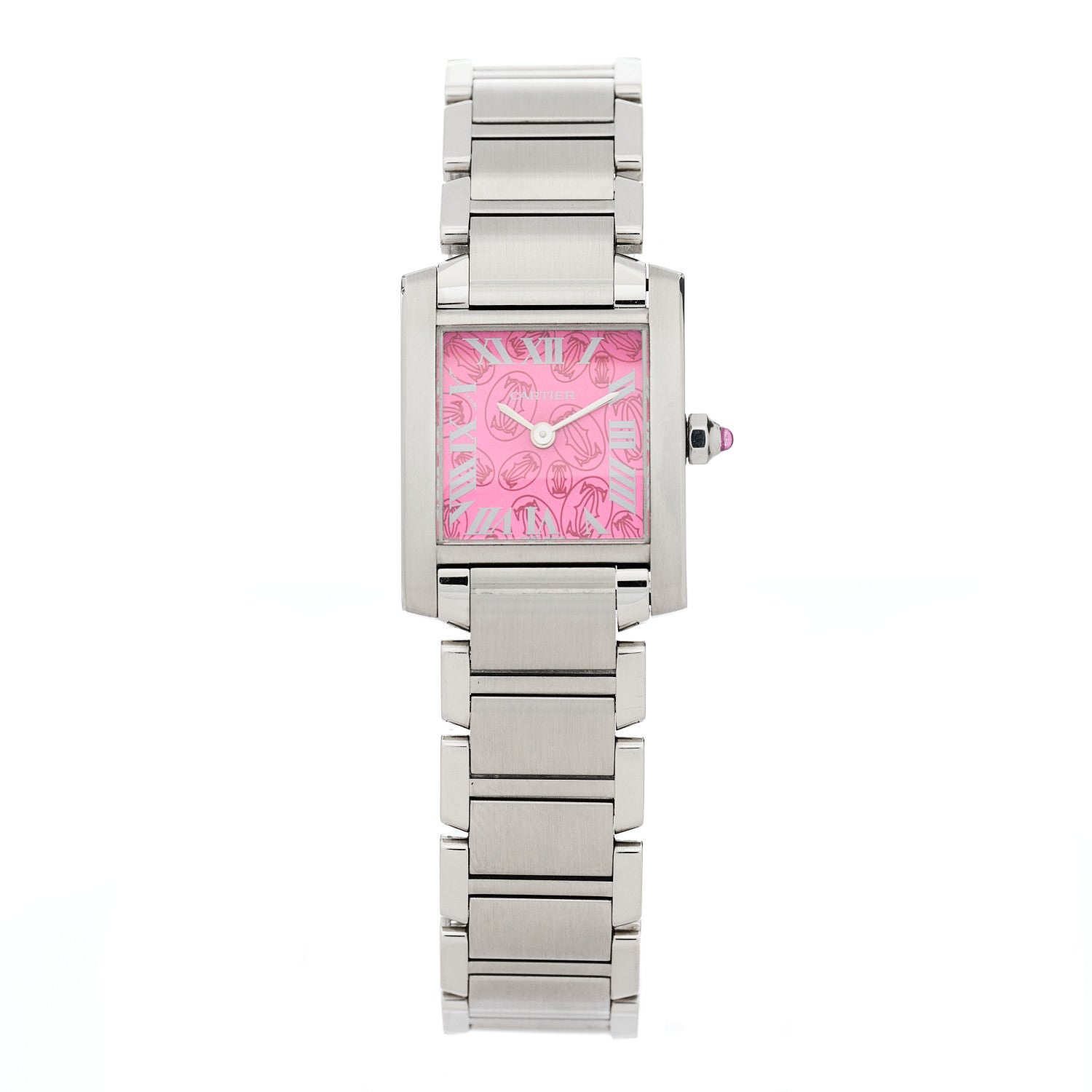 Cartier Stainless Steel 20mm Tank Francaise Quartz Watch Raspberry 1 of 4