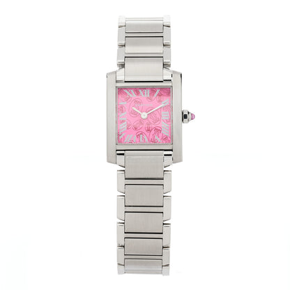 Cartier Stainless Steel 20mm Tank Francaise Quartz Watch Raspberry 1 of 4