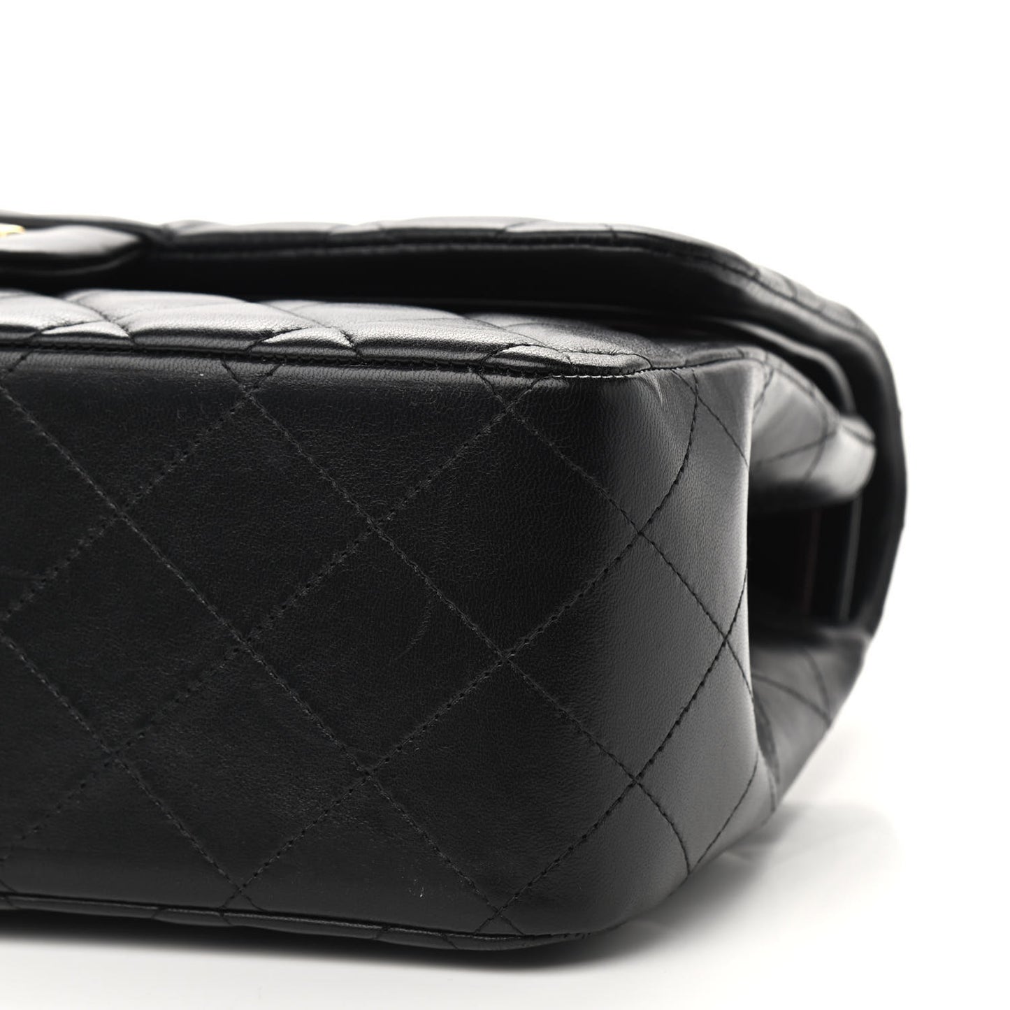 Lambskin Quilted Jumbo Double Flap Black