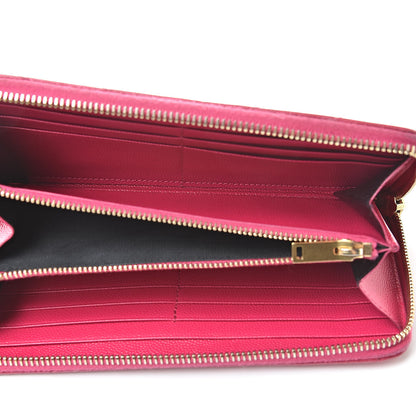 Saint Laurent Grain De Poudre Matelasse Chevron Monogram Zip Around Wallet Bubblegum 5 of 14
