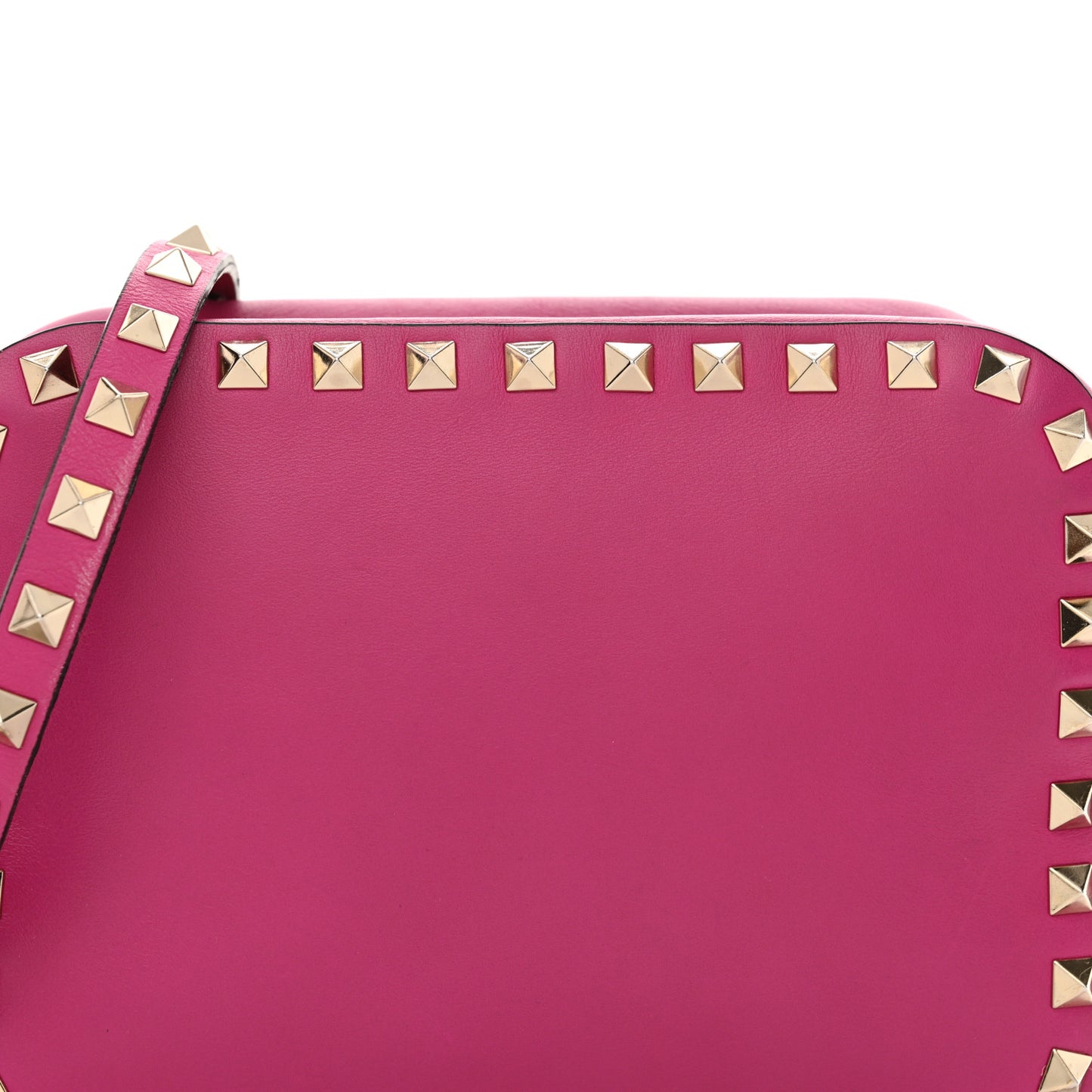Calfskin Rockstud Camera Crossbody Bag Rose Violet