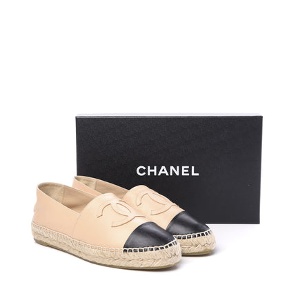 Chanel Lambskin CC Espadrilles 38 Beige Black 11 of 11